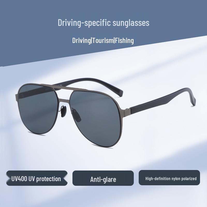 Men s 2025 Polarized Nylon Sunglasses - Trendy Anti-UV Driving Shades C2 Black Frame Gray Lens