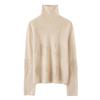 Lekasha 100% Pure Cashmere Rolled Edge High Neck Embossed Knit Top