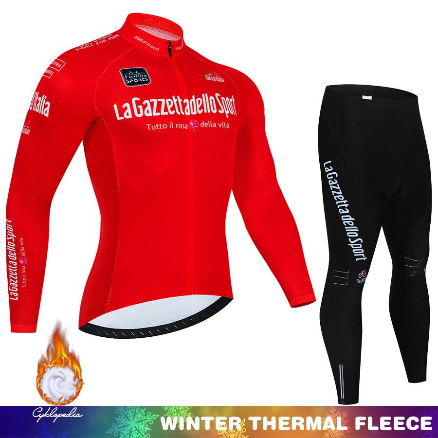 2026 Winter Fleece Cycling Suit Set Tour De France Winter Mountain Bike Long Sleeve Cycling Suit Strap Set Spring and Autumn Fleece Winter Suit