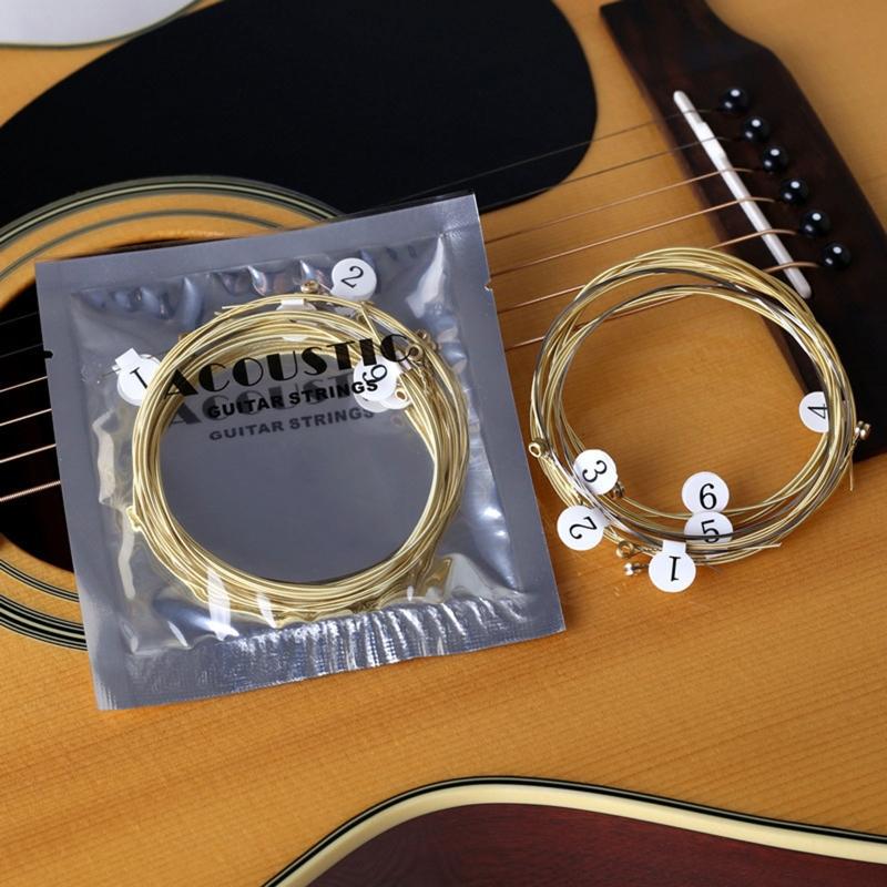Set of 6 Guitar Strings Replacement Steel Acoustic Guitar Strings Parts Steel Core Classic Folk Electric Guitar Strings