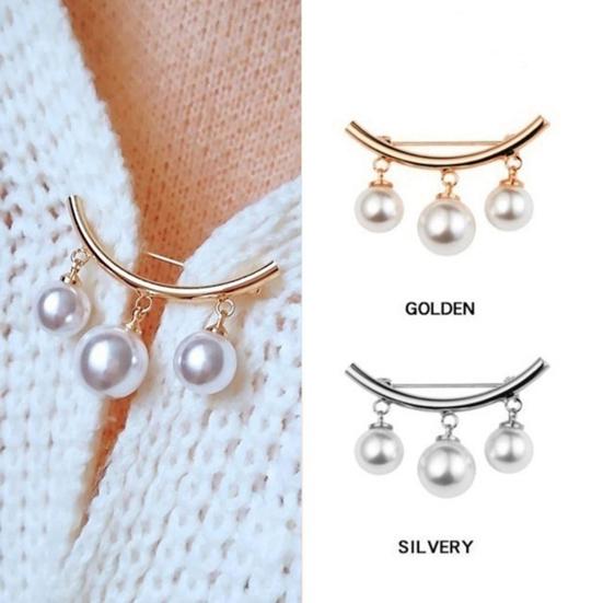 2Pcs Brooch Stylish Elegant Faux Pearl Fashion Vintage Brooch for Wedding