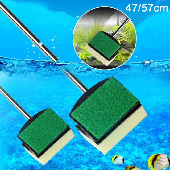 Double Sided Brush Cleaner Scrubber Aquarium Long Handle Fish Tank Sponge Tool