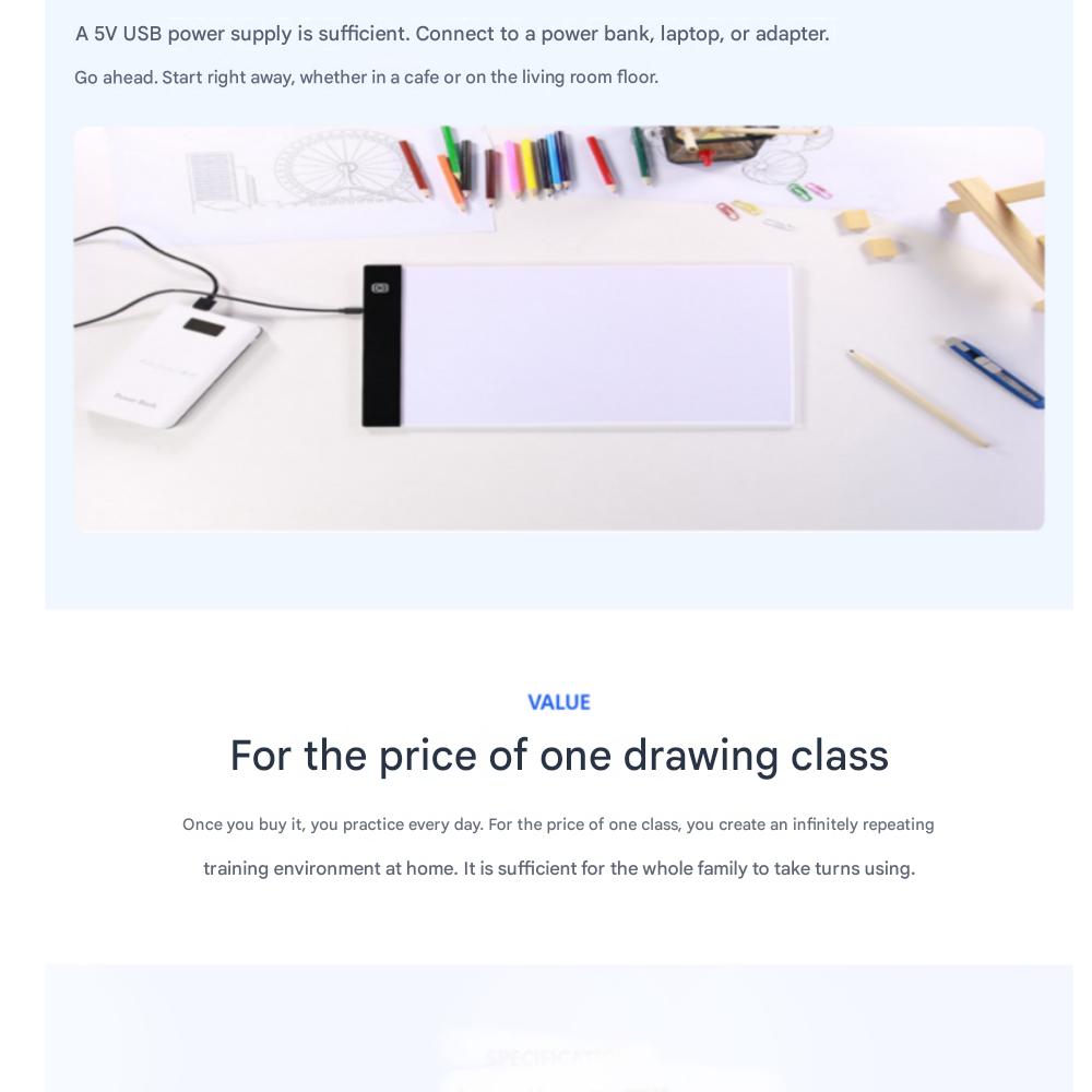Toolmania A4 LED Drawing Pad Tracing Lightbox Copyboard