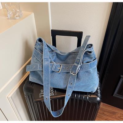 Lazy Style Versatile Retro Soft Denim Bag Large Capacity Commuting Fashion Shoulder Tote Bag Women