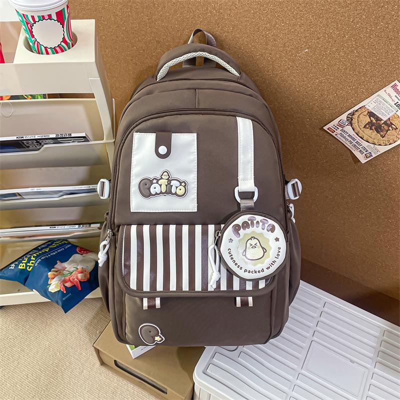 Color Block Student Schoolbag Women College Style Backpack