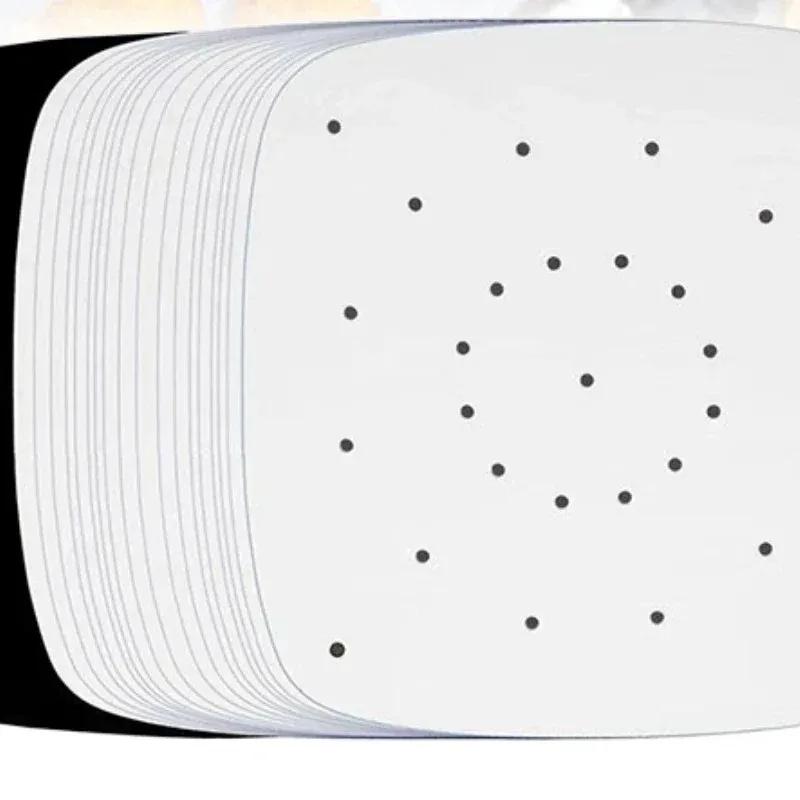 100ks/balení podložka do fritézy Pergamenový papír Čtvercové příslušenství na pečení do kulaté trouby Absorpce oleje do kuchyňské fritézy papír