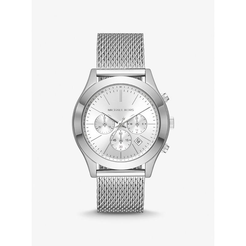 

Мужские часы Michael Kors Oversized Slim Runway со серебристым сетчатым ремешком MK9059 серебряный