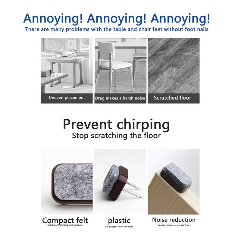 20pcs Glide Pad Nail-on Furniture Felt Pad Reduce Noise Floor Protector For Cabinet Sofa Couch Chair Table Leg Feet Accessories