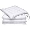 Set of 4 Chair Cushions 40x40x5 Cm White - Thick, Ties, Inside and Outside