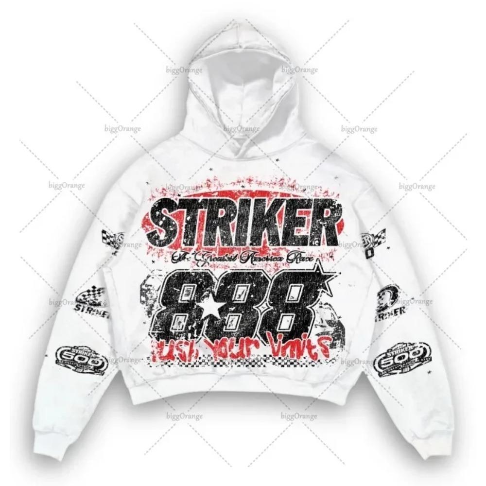 

Американский стиль толстовка с капюшоном с буквенным принтом пуловер толстовка с капюшоном Harajuku ретро супер толстовка High Street Fashion Ins Top XXXL