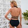 Black one-piece swimsuit women's fashion hollow sexy backless strap bikini swimsuit