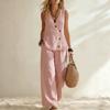 2026 Cross-border Exclusive for European and American Women's Clothing Summer Clothing Casual Solid Color Vacation Style Button Vest Cardigan Trousers