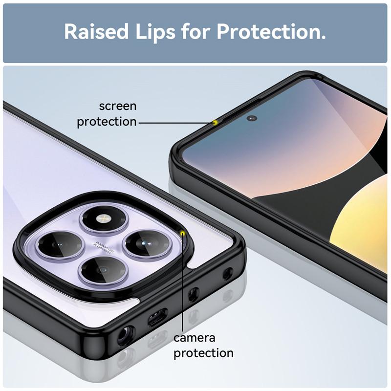 Pro Xiaomi Redmi Note 14 Pro 4G Pouzdro Xiaomi Redmi Note 14 Pro 4G Kryt Průhledný PC TPU Nárazuvzdorný Kryt Xiaomi Redmi Note 14 Pro 4G