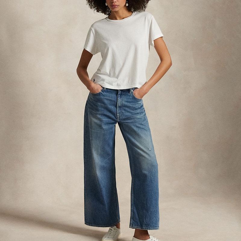 Polo Ralph Lauren Plain Knit Crew Neck Regular T-Shirt Women Tops White WMPOKNINCU21076-100