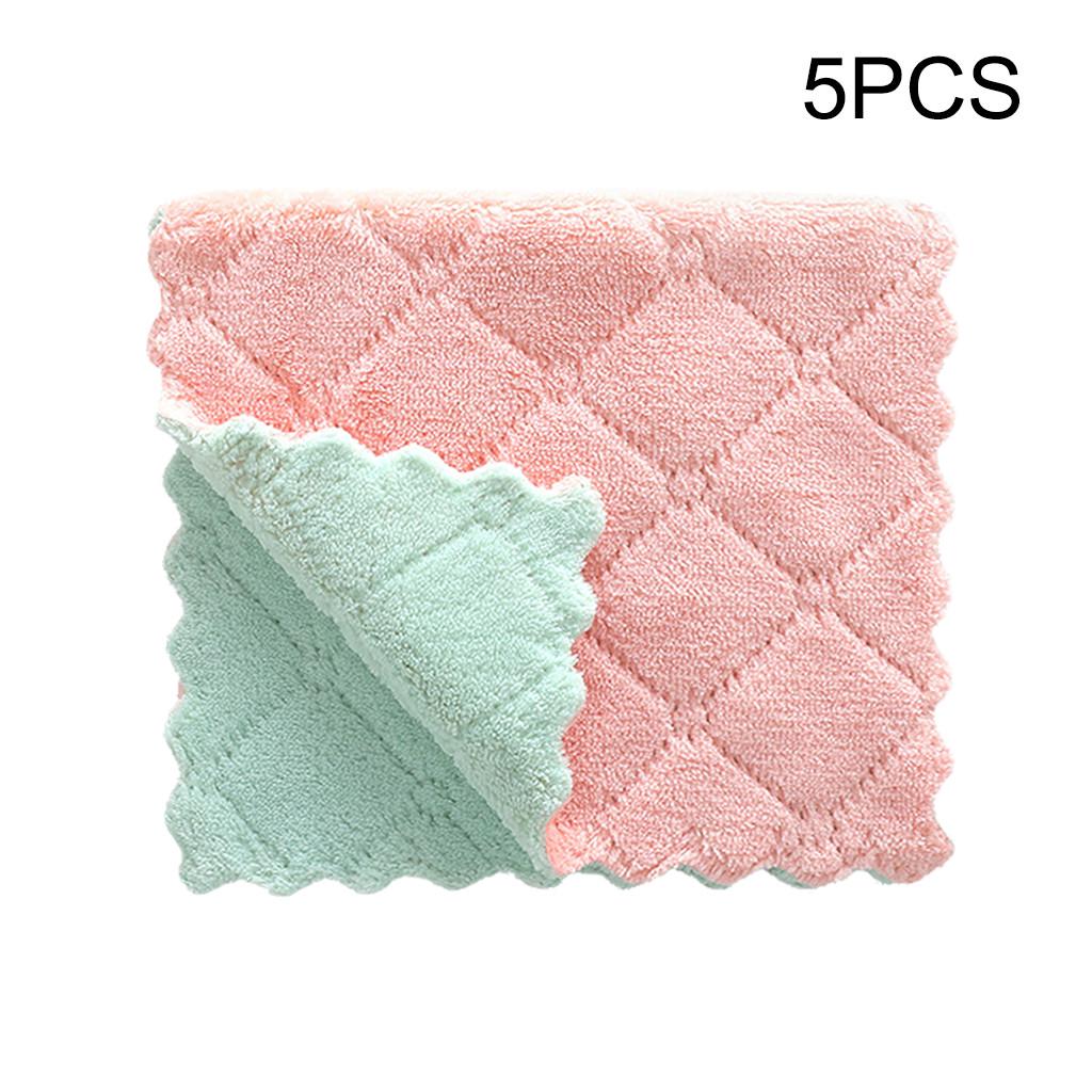 

Кухонные полотенца для посуды с двусторонней печатью, 27 x 16, впитывающий коралловый флис, 5 шт. розовый