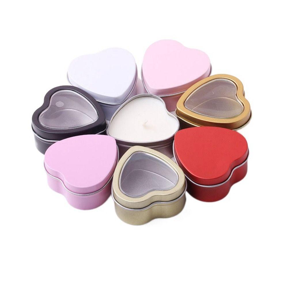 Tinplate Heart Shape Tins Silver/Red/Pink Jewelry Box Creative Heart-shaped Containers  DIY