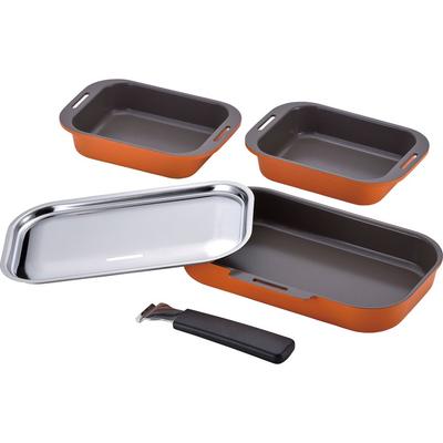 Wahei Freys Frying Grill Grilled Removable For Gas Fire Only Pan, Pan, Fish, Steak, Kongarian, Handle, 5-piece Set, MA-9156