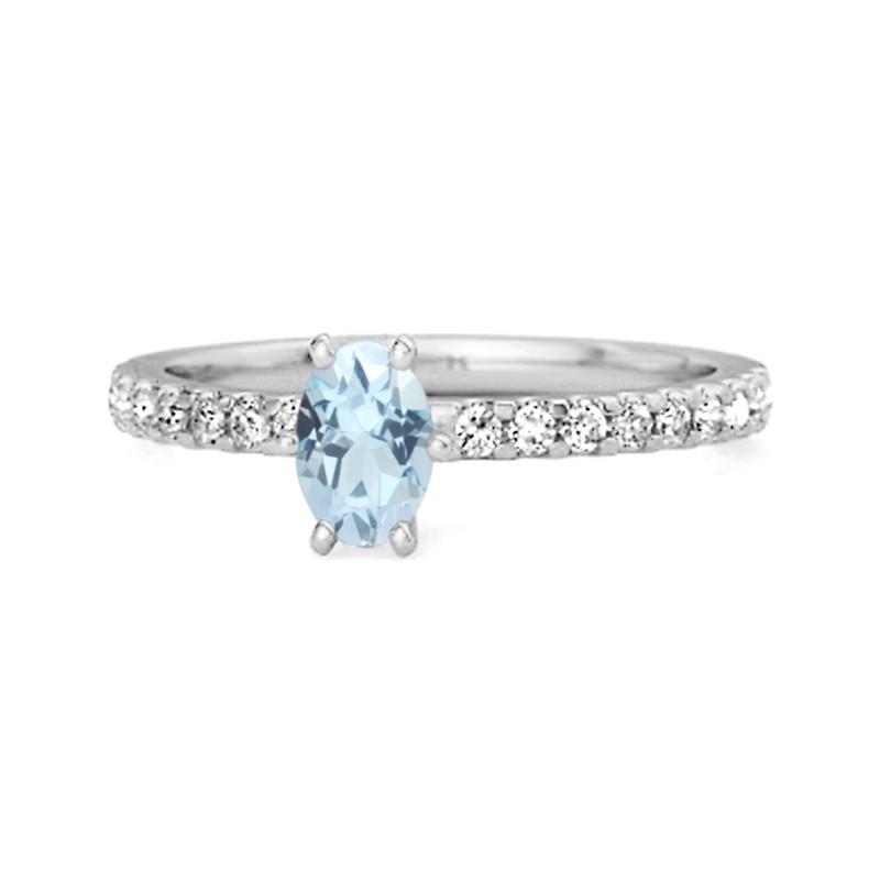 

Blue Topaz Oval Solitaire Ring – Sterling Silver 11 біле золото кольору