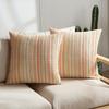 Khaki Throw Decorative Pillow Covers, Textured Striped Boho Couch Pillow Covers,Neutral Farmhouse Cushion Cover for Couch Sofa