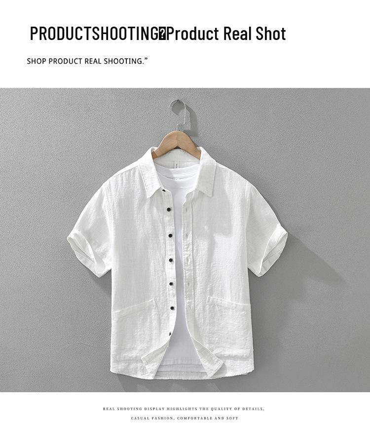 Men's Summer Japanese Style Ramie Short Sleeve Shirt - Casual, Loose, Fashionable, Versatile Top