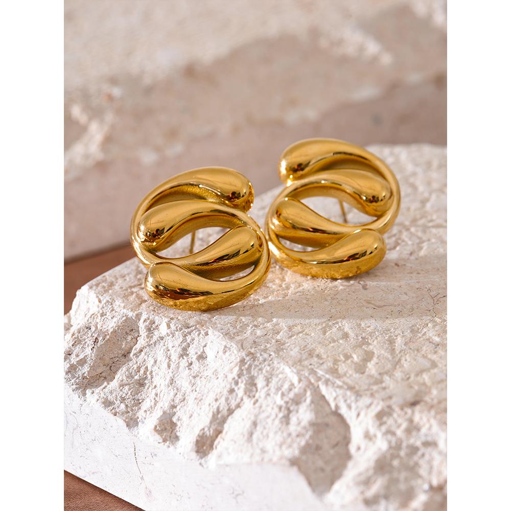 Eetit 2024 Stilvolle, einzigartige geometrische Ohrstecker aus Edelstahl, 18 Karat vergoldet, wasserdicht, hochwertiges Schmuckgeschenk