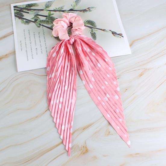 Hair Rope Dot Print Handmade Pleated Ribbon Hair Tie No Damage High Elasticity Ponytail Holder Daily Hair Accessory