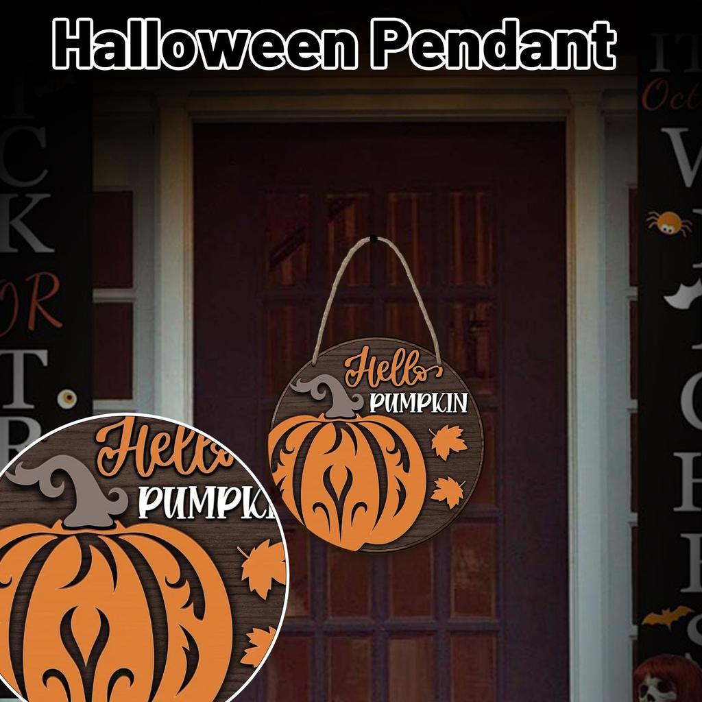 Halloween Pumpkin Atmosphere Decoration Wooden Sign Home Wall Decoration Holiday Decoration