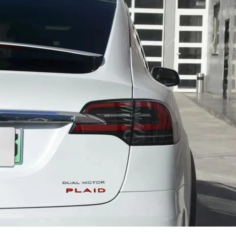 PLAID for Tesla Model 3 S X Y Car Decals ABS Zinc Alloy Plaid  Stickers Badge Version Performance Trunk Emblem Decoration