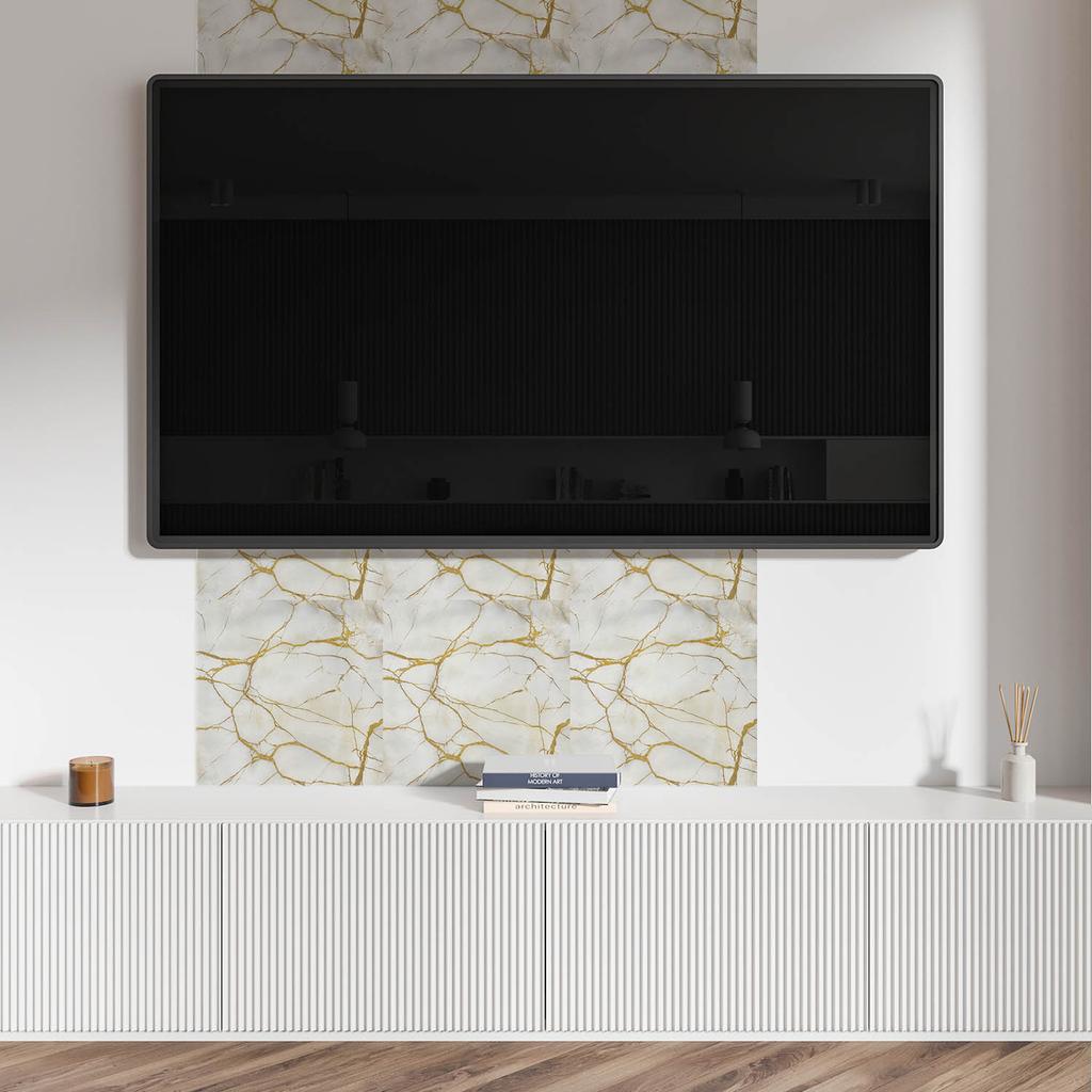Komplet Kafelków Winylowych Samoprzylepnych Z Nadrukiem Elegancki Marmur Z Żyłkami 9X30X30 Cm
