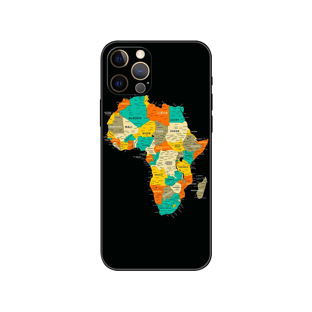 Afrika Karte telefon fall für iphone 5 5s 2020se 6 6s 7 8 plus x 10 XR XS 11 12 13 mini pro MAX schwarz tpu zurück abdeckung