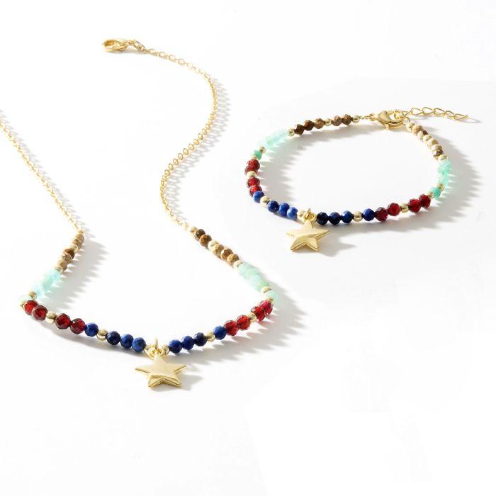 Bracelet - LUXENTER - Nerald - finition or jaune 18K - Cristal multicolore - 16 cm + 3 cm d'extension