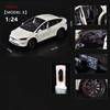 1:24 Model X Model Y Tesla Model 3 Alloy Die Cast Toy Car Model Sound and Light Children's Toy Collectibles Birthday Gift