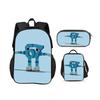 67 Letter Backpack, Pencil Case, Ice Pack, 3-piece Set, Cartoon Print, New Trend, Best Campus Companion for Students