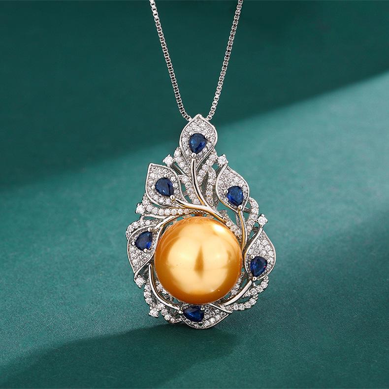 Jewelry Live Broadcast Imitation Pearl Necklace New Tahitian Mother Of Inlaid Gemstone Pendant Women's