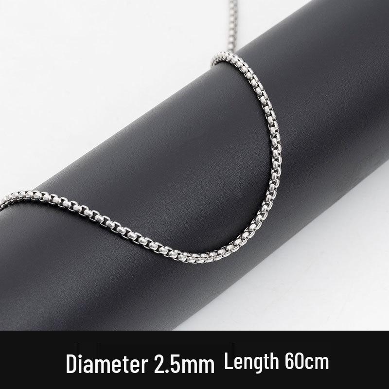 Stainless Steel Square Pearl Chain Men's Necklace - Titanium Steel Hip Hop Jewelry (2/2.5/3/3.5mm)