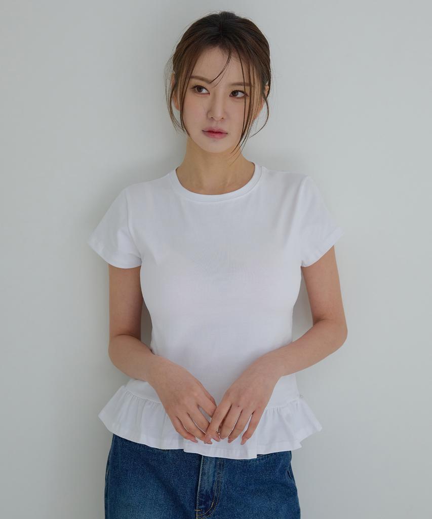 AWESOME STUDIO Frill Layered Short Sleeve T-Shirt White