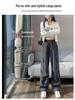 2026 Women's High Waist Workwear Pants - Spring/Autumn Style, Loose Fit, Slimming, Multi-Pocket, Straight Wide Leg.