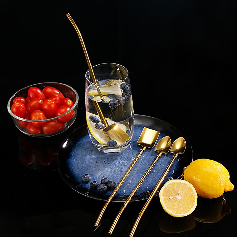 2In1Drinking Straws Spoon Creative Stainless Steel Reusable Drinking Straw