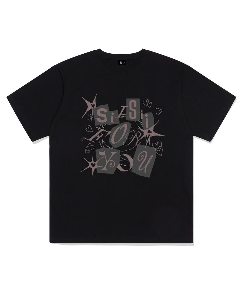 PAGESIISII Sisi For You Printed Short Sleeve T-Shirt Black