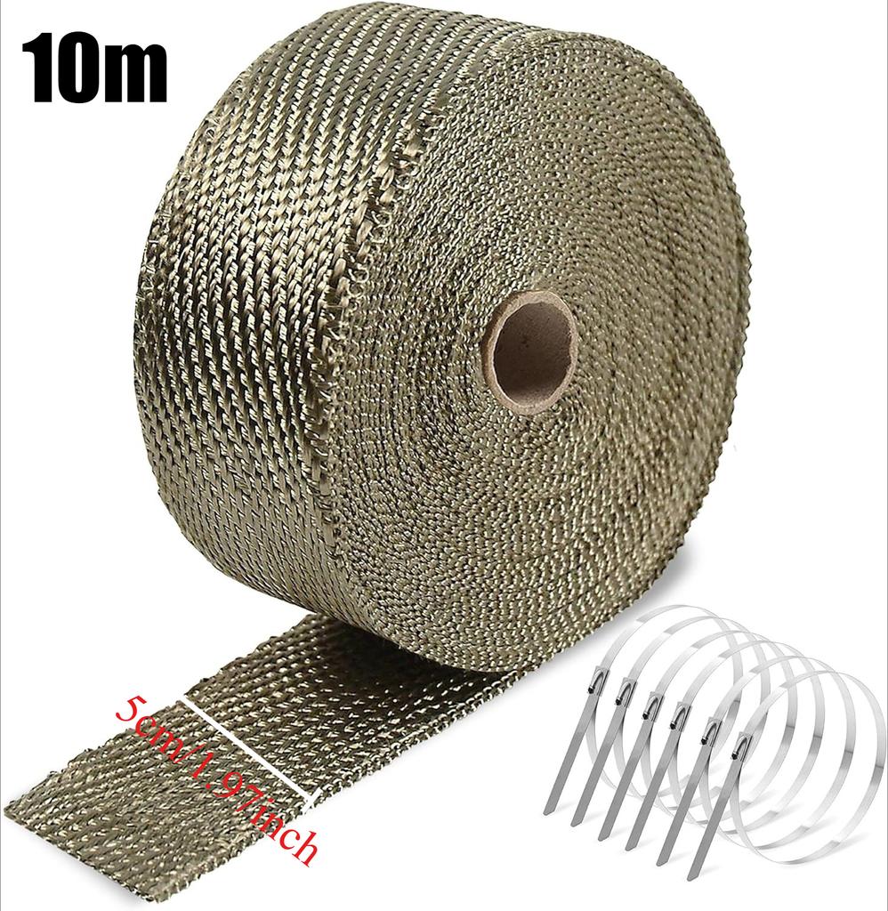5CM x 10M Banana Cloth Insulation Cotton Exhaust Pipe Insulation Thermal Heat Wrap Roll Motorcycle Fiberglass Heat Shield Tape
