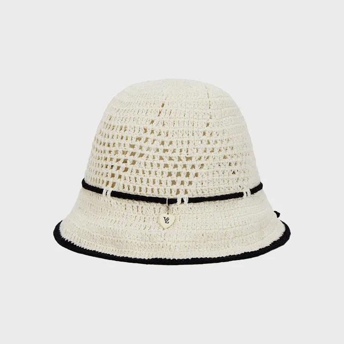 Heart Chain Crochet Ribbon Bucket Hat Black