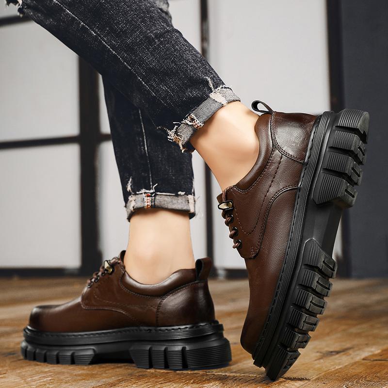 Fashion Thick soled men's leather shoes Leisure Business British Style Dress up party high-quality Adult Classic Black shoes Hot New