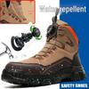 Men's Water-Resistant High-Top Safety Work Boots with Smart Button
