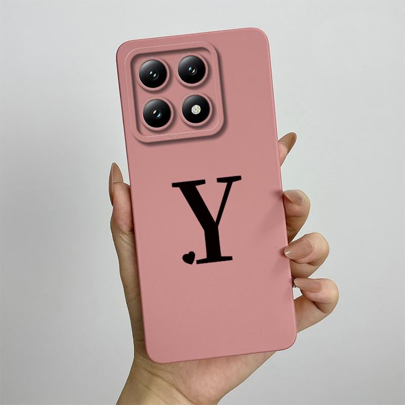 For Xiaomi 14T Pro Case Xiaomi 14T Pro Cover Mi 14T Pro Luxury Initial Letters Square Phone Case Matte Shockproof TPU Back Cover