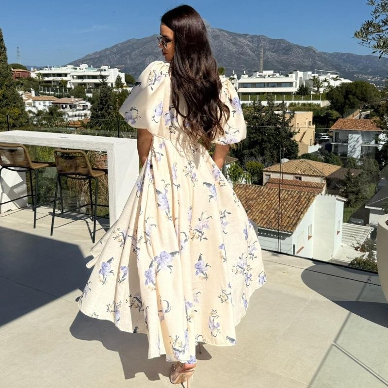 Women Dress Fashion New Print Ladies Skirt Big Hemline Dress