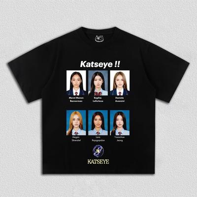 Korean Kpop Girl Group Katseye Graphic T-shirt Men Women Oversized Y2k High Quality Cotton Loose Harajuku T-shirt Male Clothing