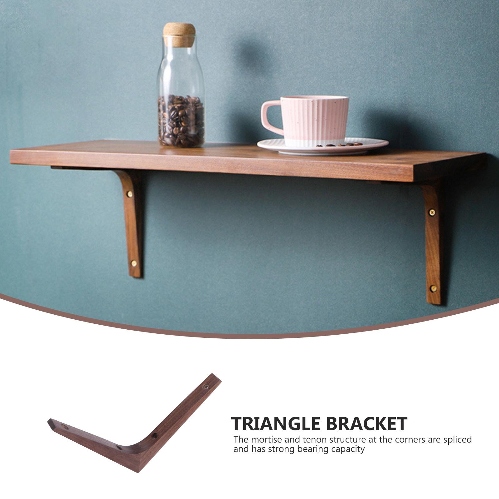 

1Pcs Black Walnut Solid Wood Shelf Bracket Wall Mount Holder Heavy Duty Support Coffee Color Rustic Shelf Support other
