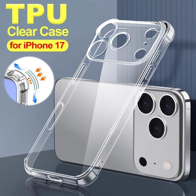 For Apple Phone Shockproof Clear Case For iPhone 17 16 15 14 13 12 11 Pro Max Mini 6 7 8 Plus SE 17 Air Transparent TPU Cover