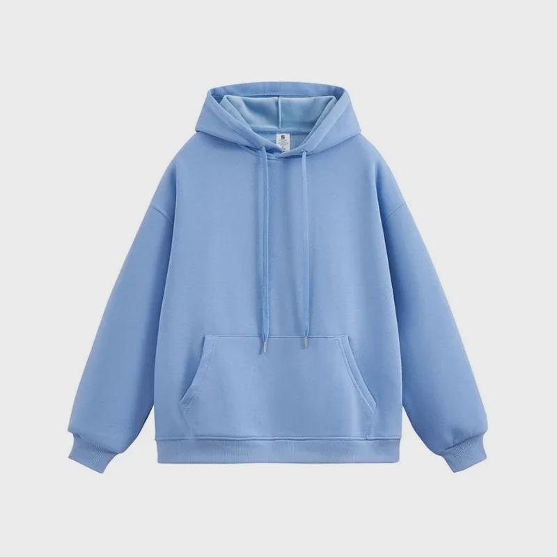 Women's Silver Fox Hooded Sweater: Autumn/Winter 450g Fleece, Long Sleeve, Casual Solid Color, Loose Fit