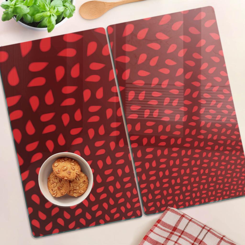 Deski Kuchenne Szklane Do Serwowania Z Grafiką Czerwone Płatki 2X30X52 Cm